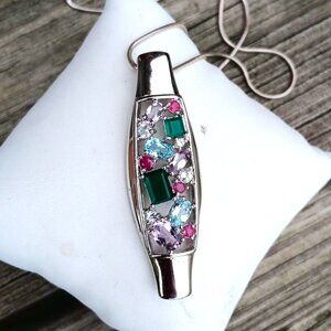 RUBY EMERALD AMETHYEST TOPAZ STERLING NECKLACE